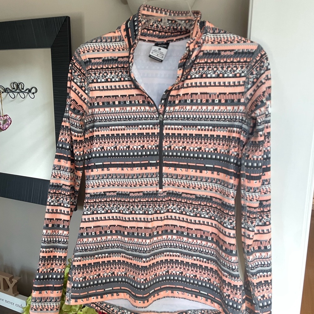 Nike Women's Long Sleeve Top - Peach and Black Pattern